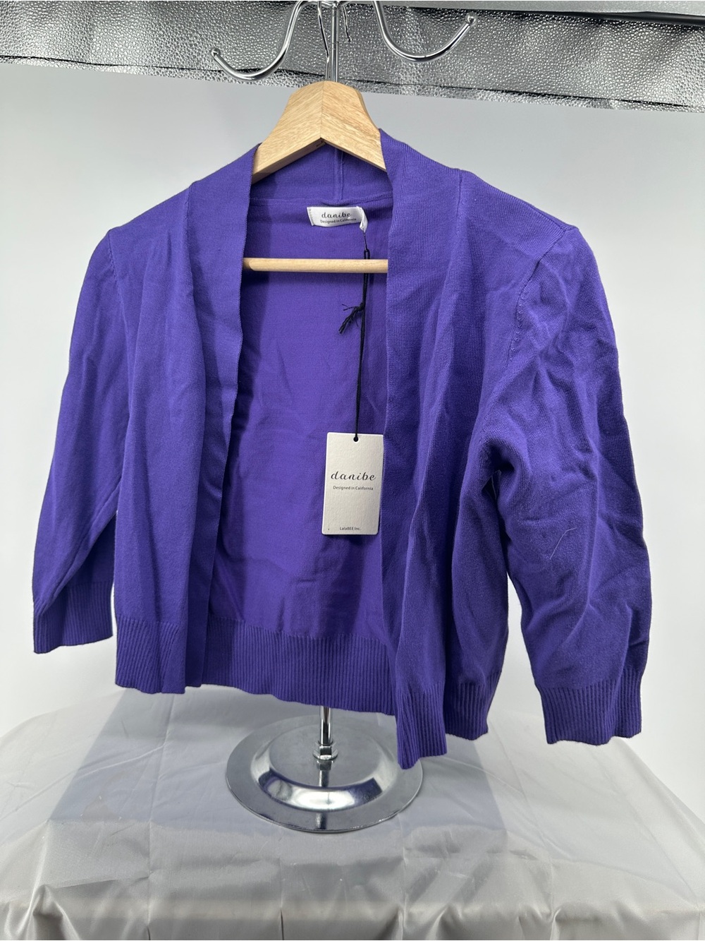 NWT purple cropped open cardigan